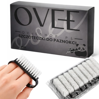 Szczoteczki do paznokci czarne , z białym włosiem 100 sztuk